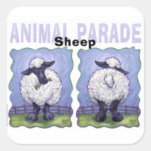 Cute Heads and Tails Sheep Square Sticker