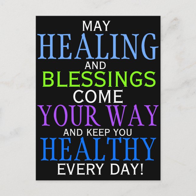 Cute HEALING AND BLESSINGS Quote Postcard (Front)
