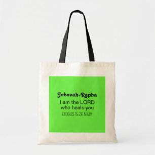 Cute Healing Bible Verse Lime Green Christian Tote Bag