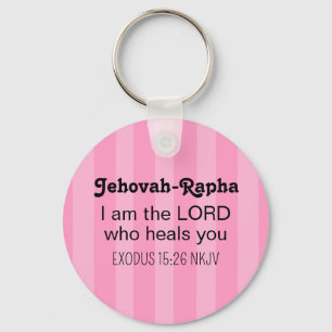 Cute Healing Bible Verse Striped Pink Christian Key Ring