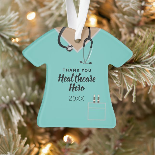 Cute Healthcare Hero Worker Appreciation Scrub Top Ornament (Tree)