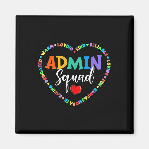 Cute Heart Admin Squad Fun First Day of School  Magnet