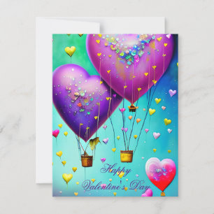 Cute heart air balloons kids valentine   holiday card