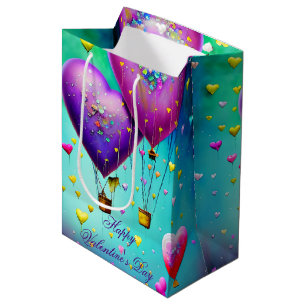 Cute heart air balloons valentine medium gift bag