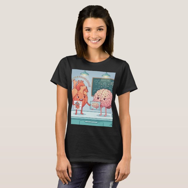 Cute Heart and Brain Science T-Shirt (Front Full)