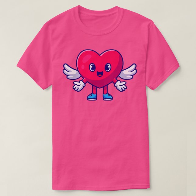 Cute Heart Angel Love Cartoon T-Shirt (Design Front)