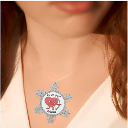 Cute Heart Archer with 'Love You Princess' Design Snowflake Pewter Christmas Ornament