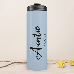 Cute Heart Auntie Personalised Dusty Blue Thermal Tumbler