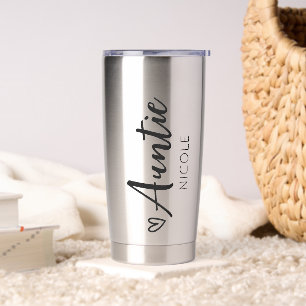 Cute Heart Auntie Personalised Name Insulated Tumbler