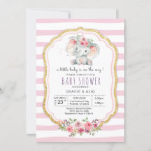 Cute Heart Baby Elephant Girl baby shower 