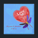 Cute Heart Balloon Personalised Wedding  Magnet<br><div class="desc">Red heart shaped balloon and pretty butterfly with the word Love save the date wedding announcement or favour magnet. Fill in your information in the template. Make more changes to text and font size, style, and colour by clicking on Customise. This design is available on many products in my gallery....</div>