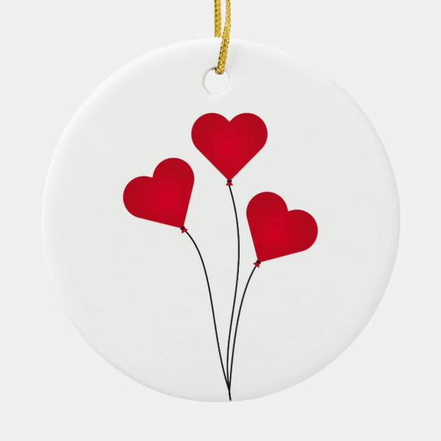 Cute Heart Balloons Ceramic Tree Decoration (Front)