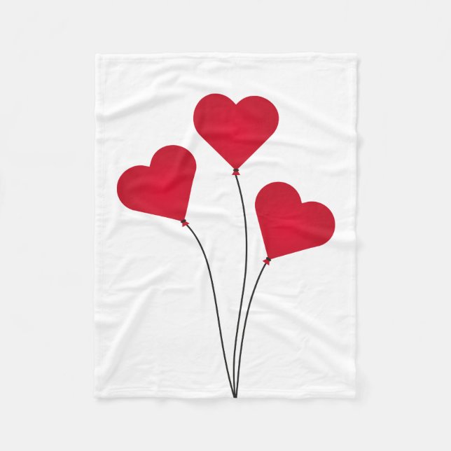 Cute Heart Balloons Fleece Blanket (Front)