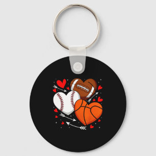 Cute Heart Baseball Basketball Football Key Ring