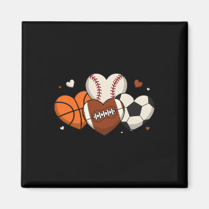 Cute Heart Baseball Basketball Football Soccer Fan Magnet