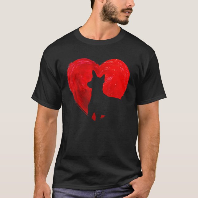 Cute Heart Basenji Dog Valentines Day Puppy Lover T-Shirt (Front)