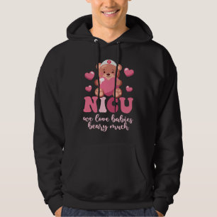 Cute Heart Bear Neonatal ICU Nurse NICU Nurse Vale Hoodie