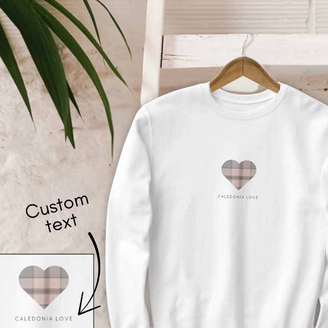 Cute Heart Beige Scottish Tartan Sweatshirt (Creator Uploaded)