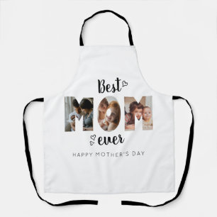 Cute Heart Best Mum Ever 3 Photo Collage Apron