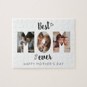 Cute Heart Best Mum Ever 3 Photo Collage Jigsaw Puzzle
