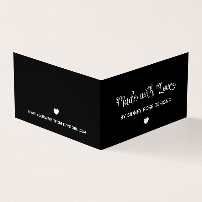 Cute Heart Black Made with Love Hang Tag (Outside)