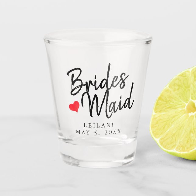 Cute Heart Bridesmaid Gift Shot Glass (Front)