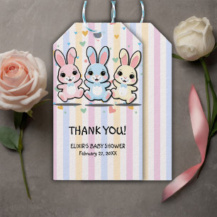 Cute Heart Bunny Hoppers Baby Shower Gift Tags