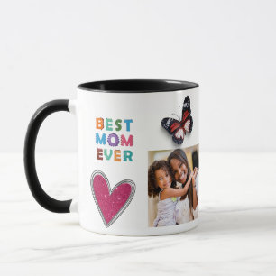 Cute Heart Butterfly Best Mum Ever Photo Mug