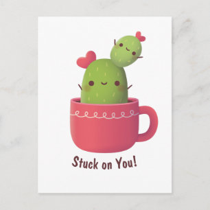 Cute Heart Cactus, Love Confession Greeting Postcard