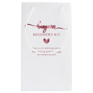 Cute Heart Calligraphy Wedding Hangover Kit Small Gift Bag