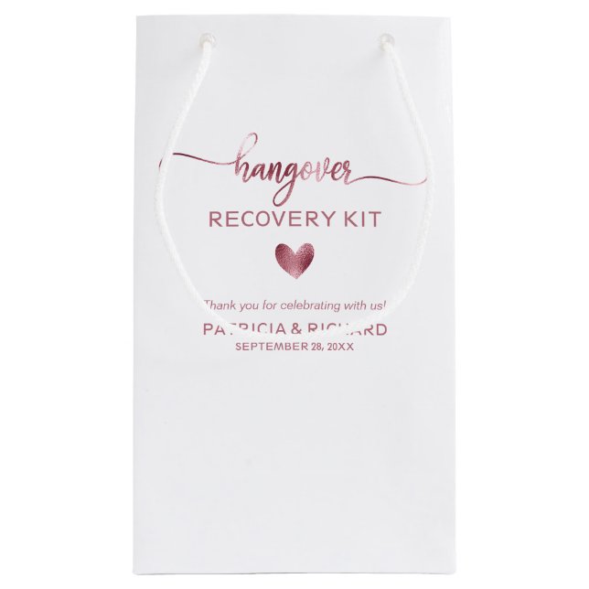 Cute Heart Calligraphy Wedding Hangover Kit Small  Small Gift Bag (Back)