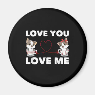Cute Heart Cat Love Romantic Couple Kitten Gift Magnet