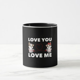 Cute Heart Cat Love Romantic Couple Kitten Gift Mug