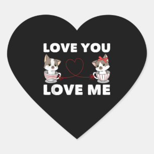 Cute Heart Cat Love Romantic Couple Kitten Lovers Sticker