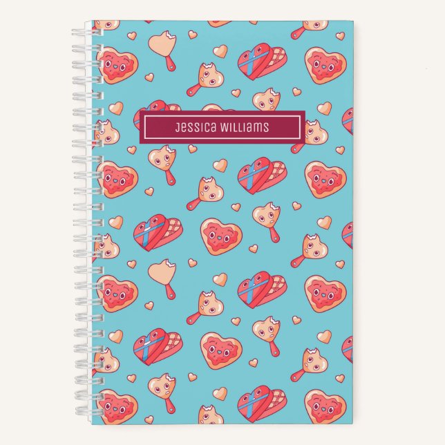 Cute Heart Chocolate Ice Cream Pattern Sweet Love Notebook (Front)