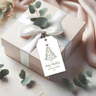 Cute Heart Christmas Tree Holiday Gift Tag