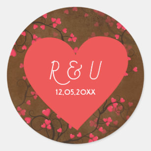 Cute heart classic round sticker