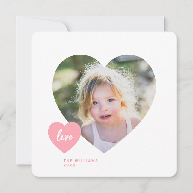 Cute Heart Classroom Photo Squared Valentines Card (Front)