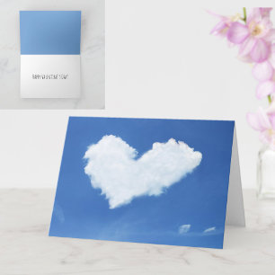 Cute Heart Cloud Blue Sky Modern Valentine's Day Card