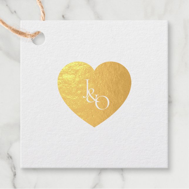 Cute Heart Couple Monogram  Favour Tags (Front)
