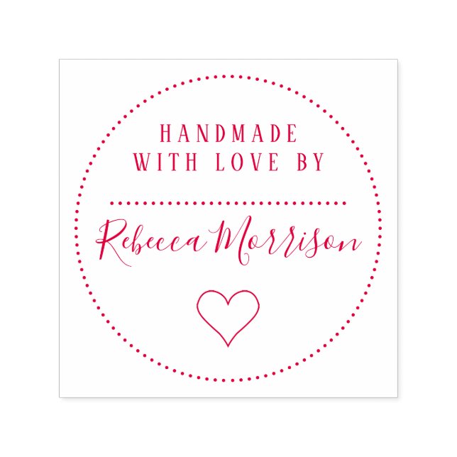 Cute Heart | Custom Name Script Handmade With Love Self-inking Stamp (Design)