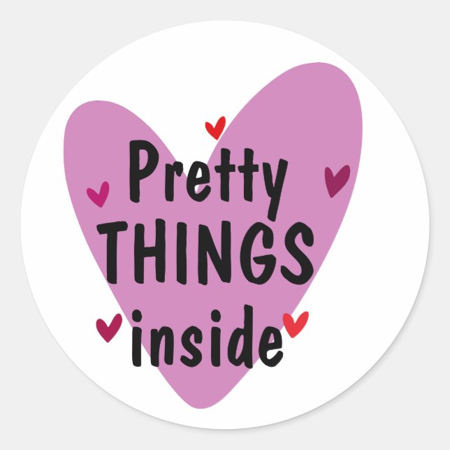 Cute Heart Custom Text Small Business Classic Round Sticker (Front)