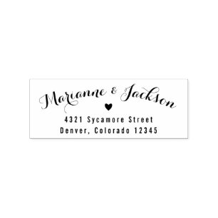Cute Heart Custom Wedding Return Address Stamp