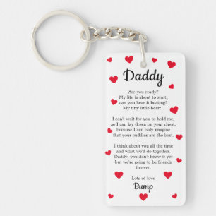 Cute Heart Daddy to be Bump Poem Key Ring