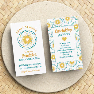 Cute Heart Design Logo Caregiver Services Business Card