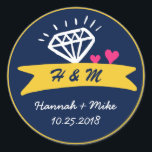 Cute Heart Diamond Wedding Favour Monogram Sticker<br><div class="desc">Vintage and rustic decorative heart and diamond wedding thank you sticker. Elegant,  sweet and cute wedding favour sticker. Beautiful and classic sticker for wedding favour,  bridal shower gift label,  birthday party,  engagement dinner,  baby shower and much more. The background colour can be changed to your desired theme.</div>