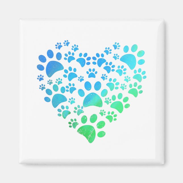 Cute Heart Dog Paws  Funny  For Animal Lovers Magnet (Front)