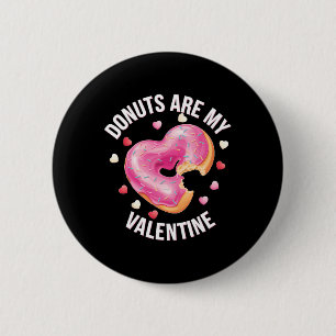 Cute Heart Donut With Pink Frosting Valentine's Da 6 Cm Round Badge