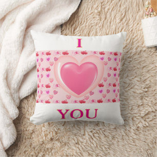 Cute Heart Doodle Pillow with I Love You Wordings 