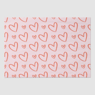 Cute heart doodles - pink & red tissue paper